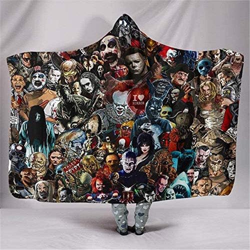 Novelty Hooded Blanket Horror Movie Blanket Halloween Mysterious Ghost Blanket Horror Movies Watching Protecting Blankets Game Play Tricks Blanket Kit