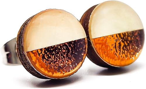 Miniatura 44 de Juego de aretes tipo dormilona de metal martillado de imitación de 0.394 pulgadas, aretes redondos para mujeres, niñas y hombres, hechos a mano