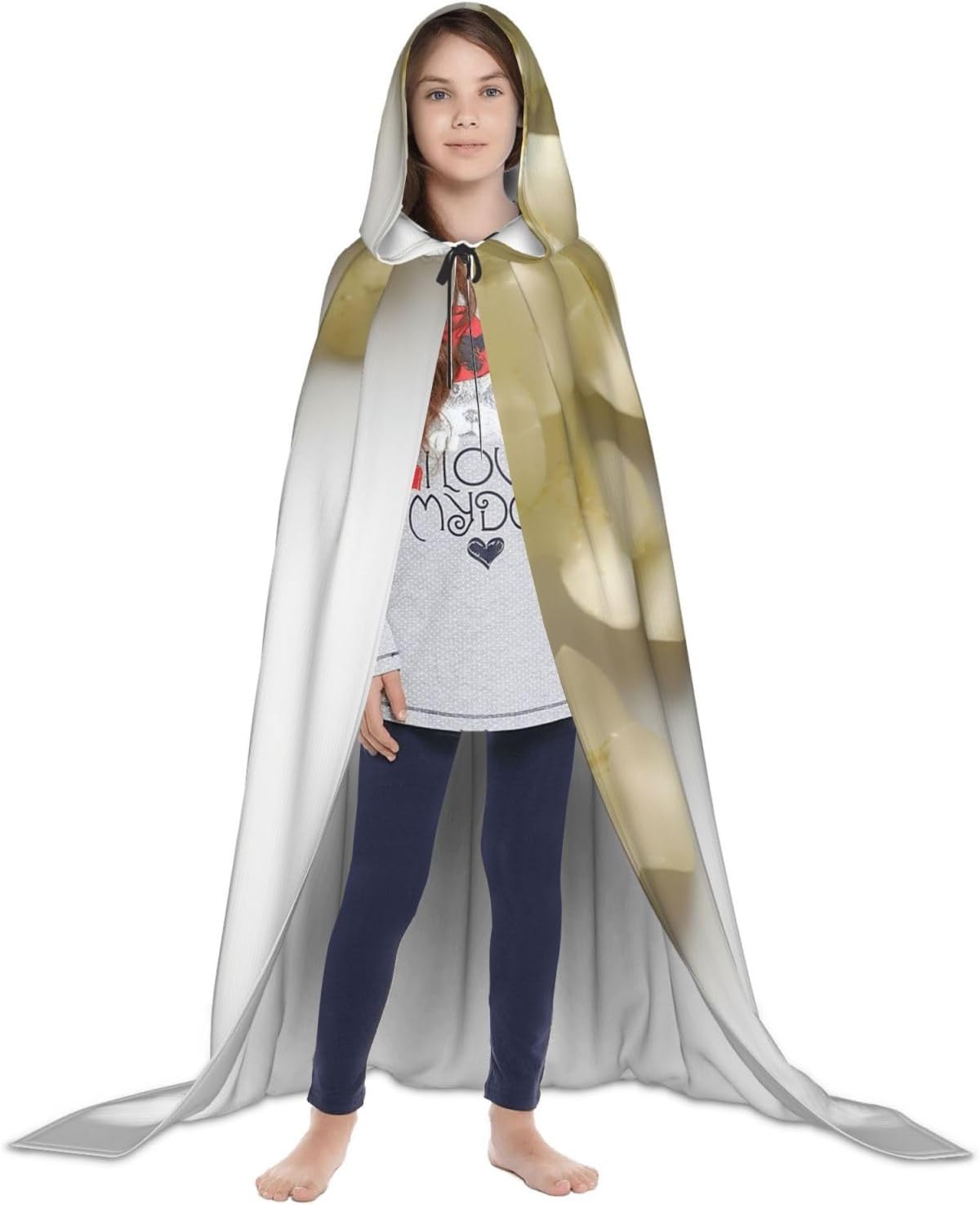 Rhinestone butterfly flower print Wizard Hooded Robe Medieval Cape Renaissance Cloak for Men Women Halloween Costume