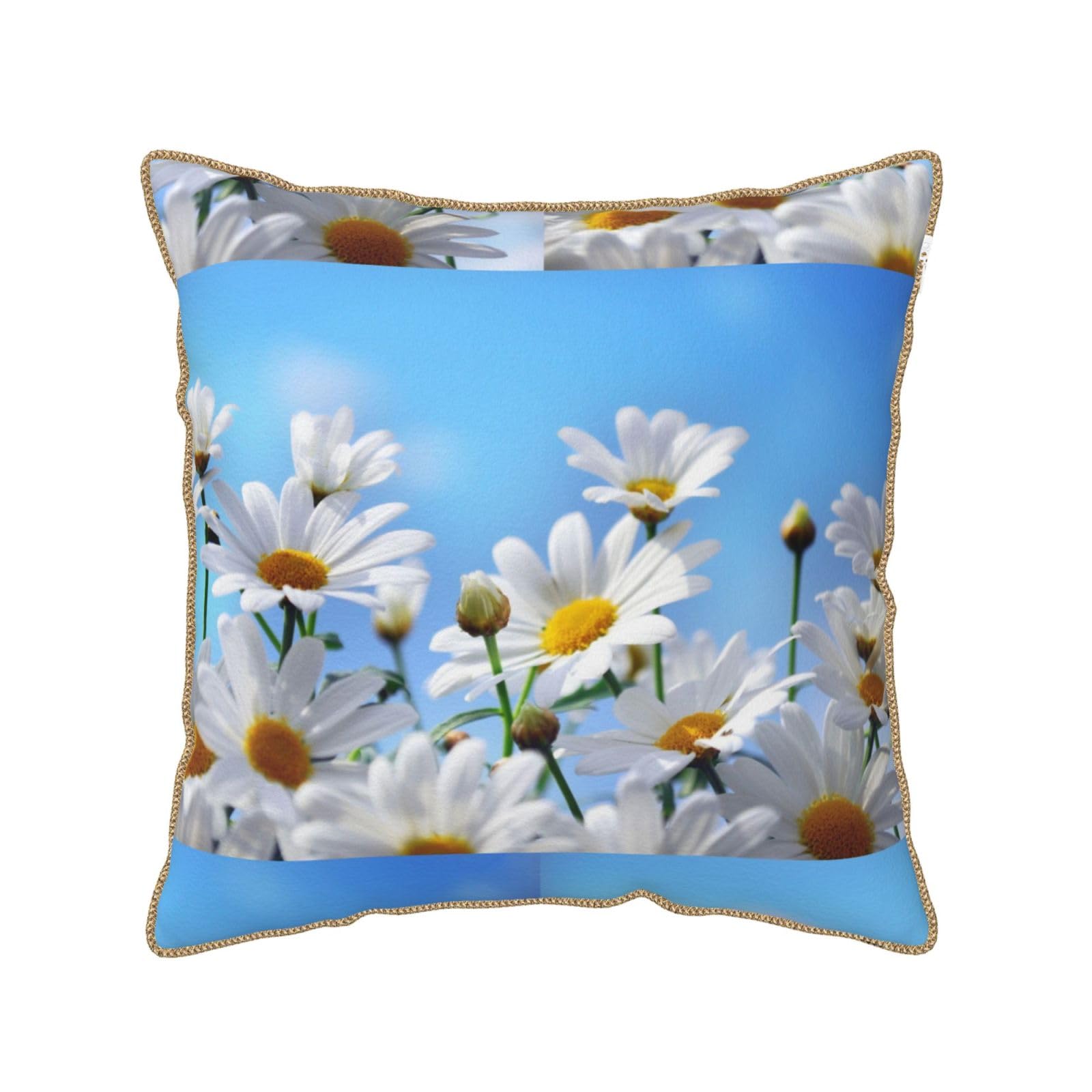 Coussin velours marguerite blanche sauvage pour sublimer votre canapé et vos moments de détente