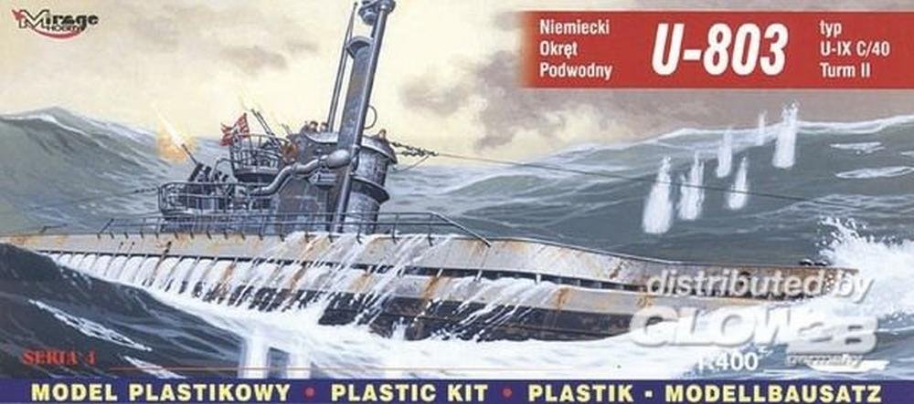 Mirage Hobby 40044, 1:400 scale, U-803 Type IX U-Turm And A German submarine, plastic model kit