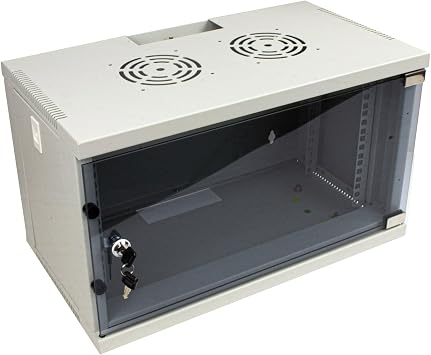 kenable 6U Wall Mounted Data Cabinet 19 Inch Rack Glass Door Network Server 300mm Depth Grey