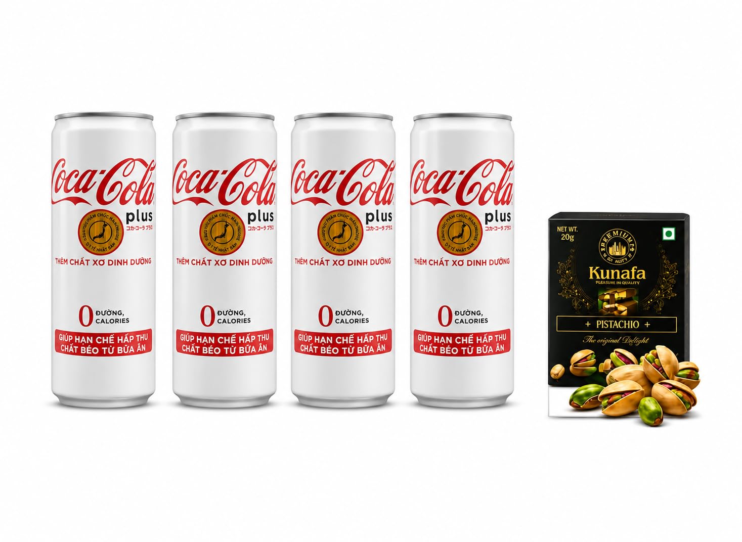 Coca-Cola Plus Carbonated Soft Drink, 0 Sugar, 0 Calories, with Dietary Fibre, 320mL X Pack of 4 Cans (Product Of Thailand) From DECADENT FOODS-image-41