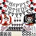Produktbild 98 Stücke Piraten Geburtstag Party Dekoration, Piraten Banner Luftballons Schnurrbärte Cupcake Topper Kapitän Augenklappen Bandana Aufblasbares Schwert Kunststoff Gold Ohrring für Piraten Party
