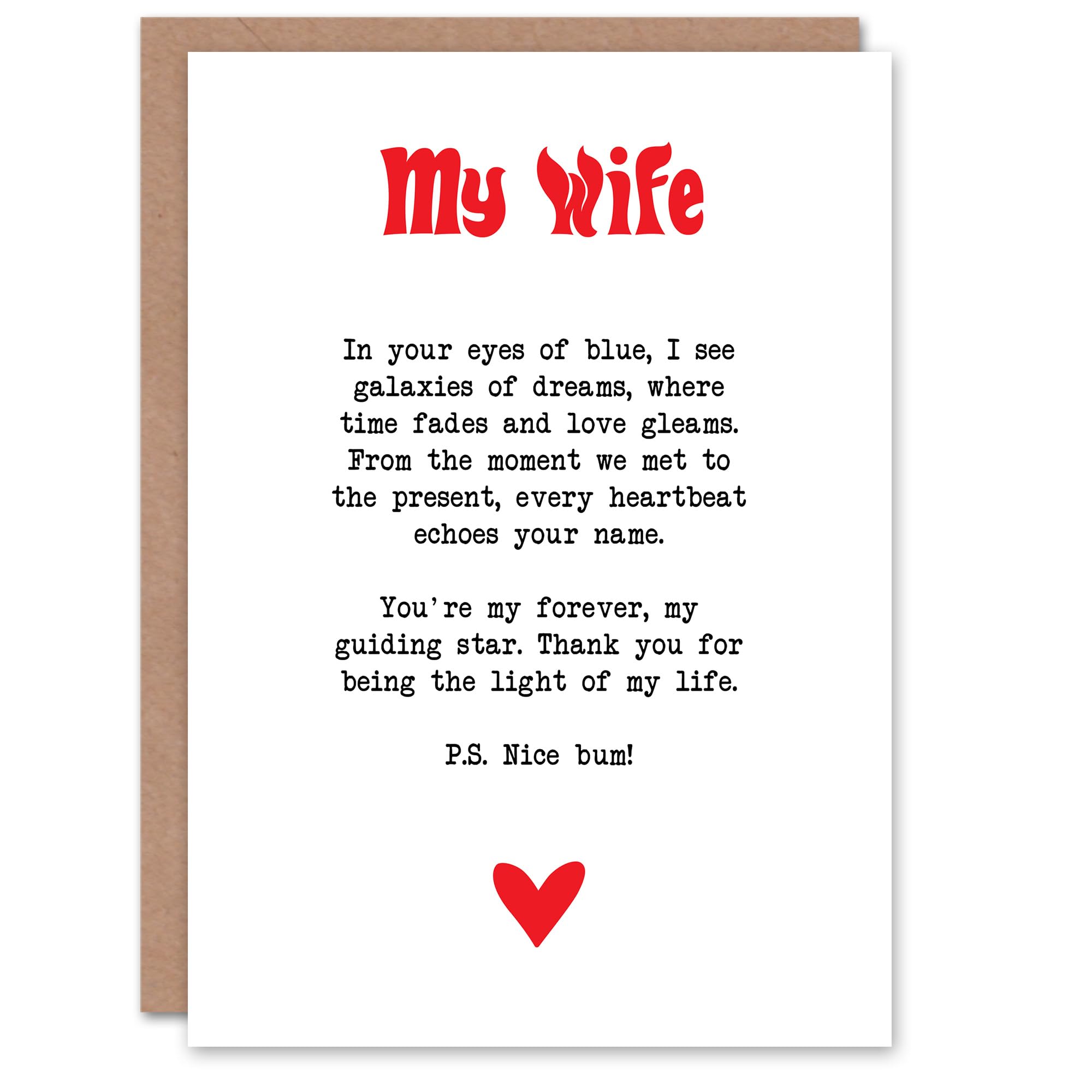 Artery8 Greeting Card Love Poem Blue Eyes Wife Romantic Poetry Fun For Her Woman Anniversary Card