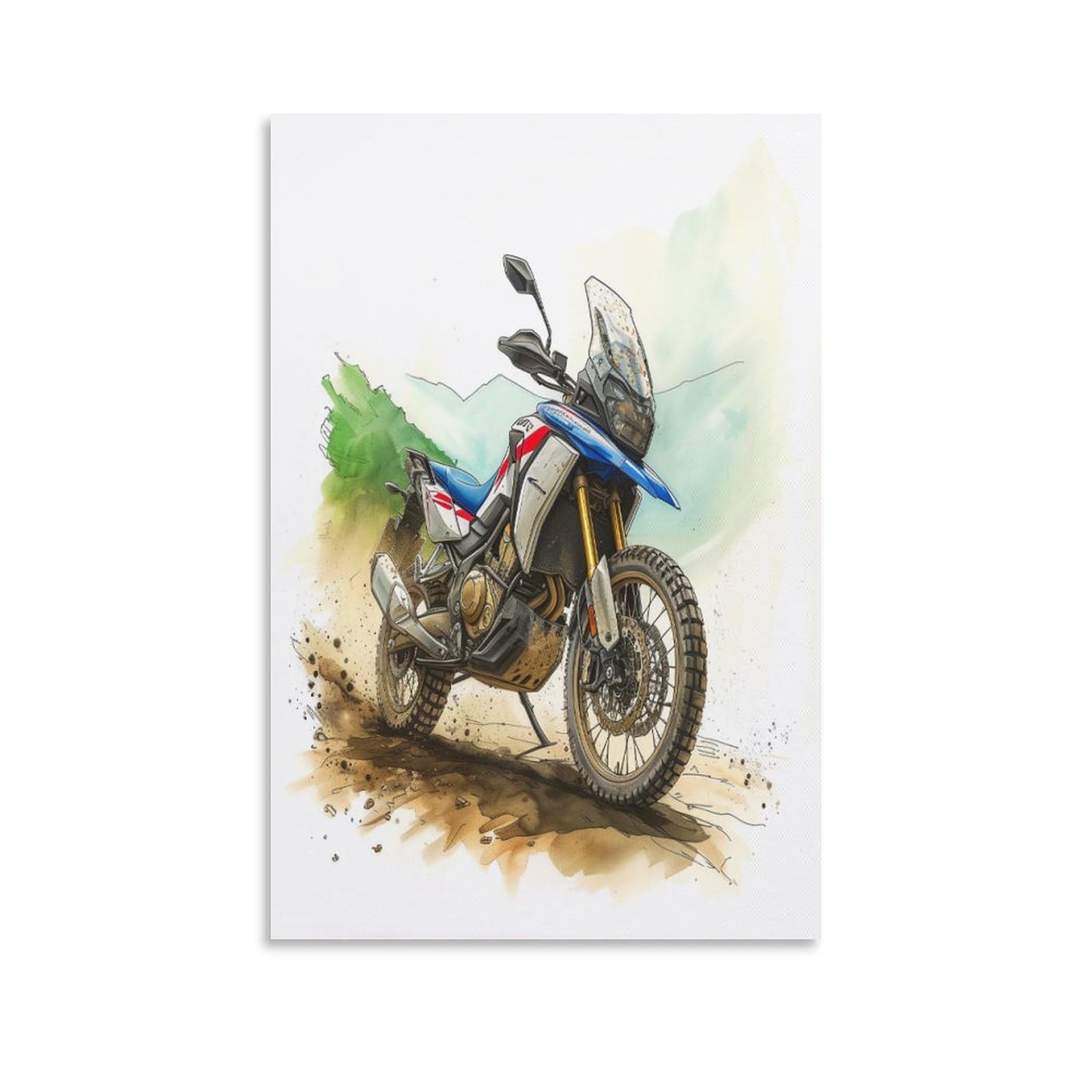 UNRXJZLVM Cross-country Motorcycle Print, Canvas Prints, Framed Wall Art for Bedroom & Living Room, Modern Home Decor Print for Special Occasions 08x12inch(20x30cm)