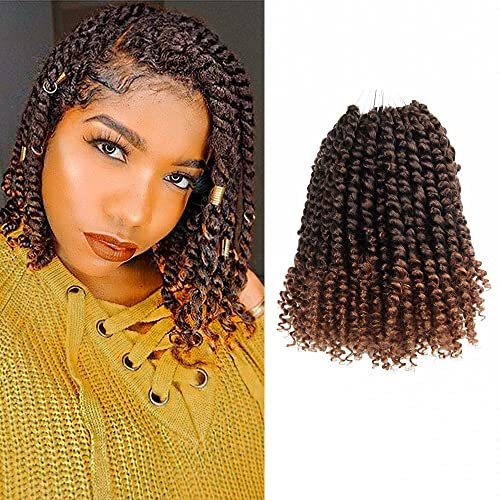 WUDAS 10 Inch Passion Twist Hair Pretwisted 2 Packs Prelooped Passion Twist Crochet Hair Short Curly End Crochet Braids（2pcs,T30）