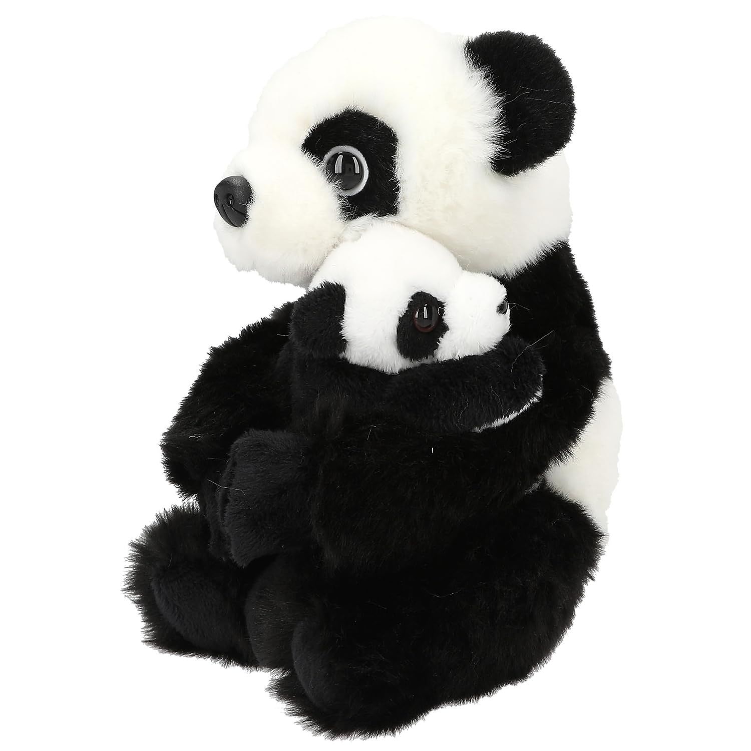 Depesche 12800 TOPModel - Plüschtier Panda Mama und Baby, mit weichem Fell in Schwarz-Weiß und Klettverschluss an den Händen des großen Kuscheltiers