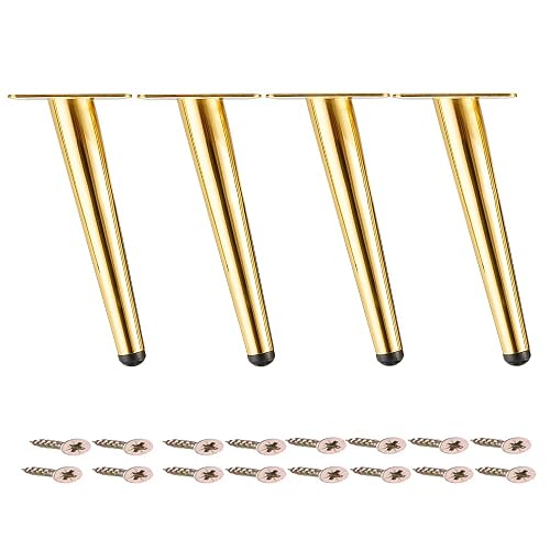 Osring 8 Inch Furniture Legs Gold Round Tapered Metal Table