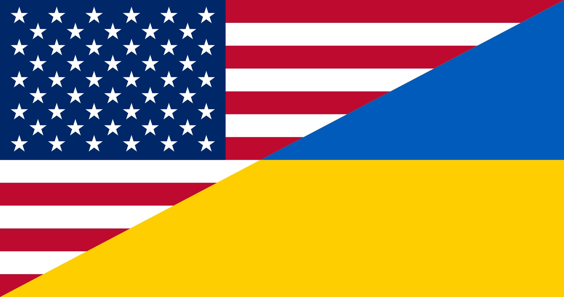 Drapeau United States and Ukraine grand format avec coutures renforcées et finitions paysage