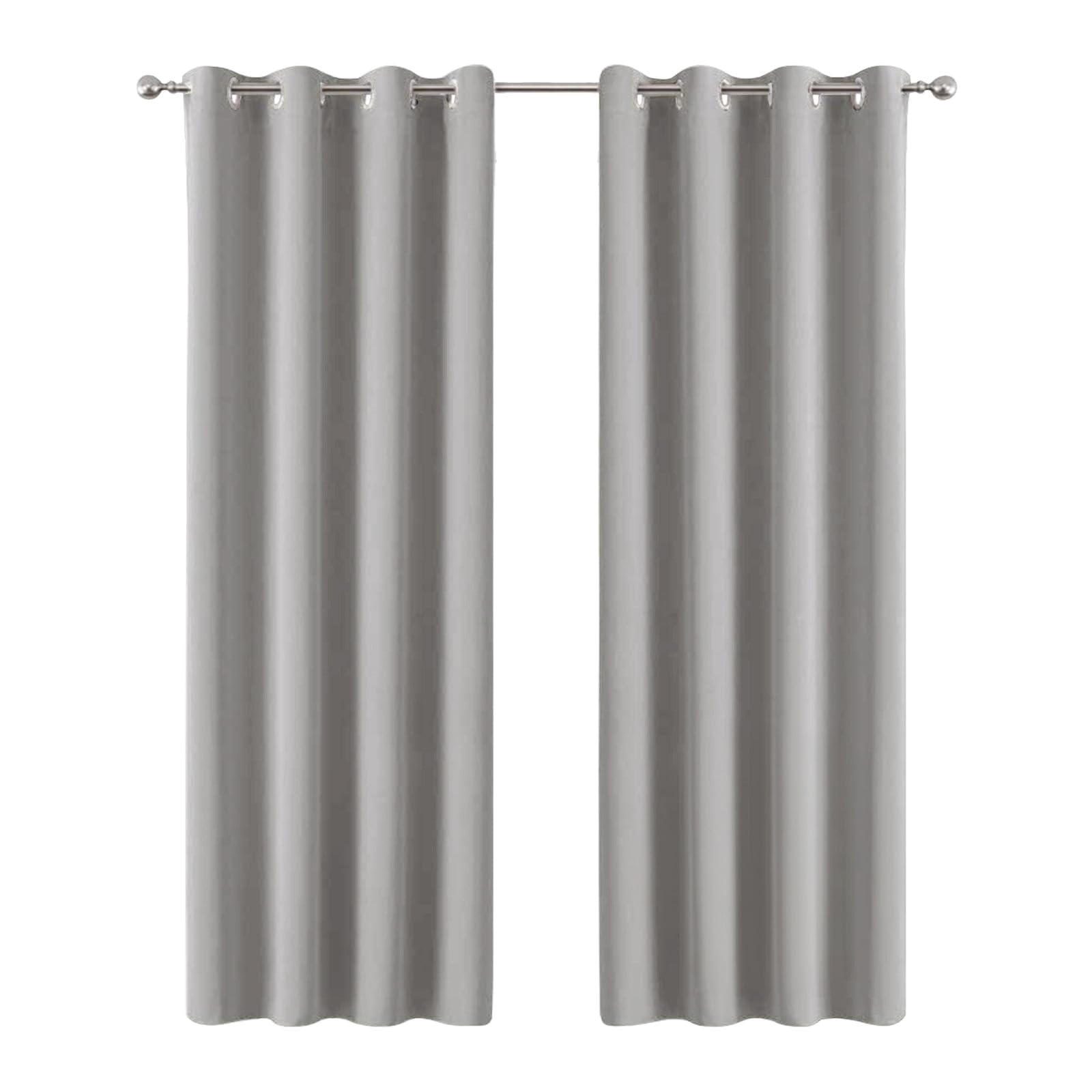 Tende Oscuranti per Interni 130 x 110 cm Freddo e Caldo, Attenuano I Rumori, 100% Poliestere, Drappeggio Morbido, Curtains Oscurante Ad Anelli Finestra da Letto Salotto, Grigio Chiaro