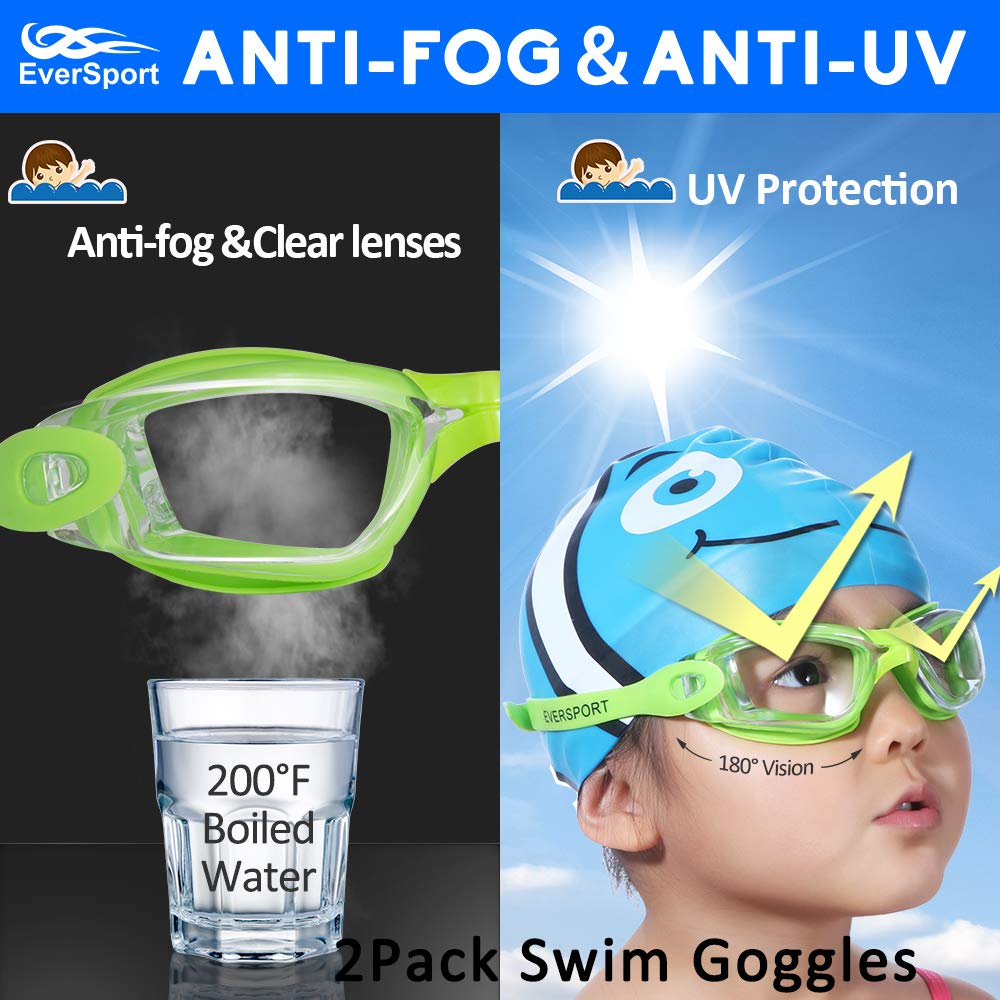 EverSport Kinder-Schwimmbrille, Anti-Beschlag, auslaufsicher, 4–16, Jungen