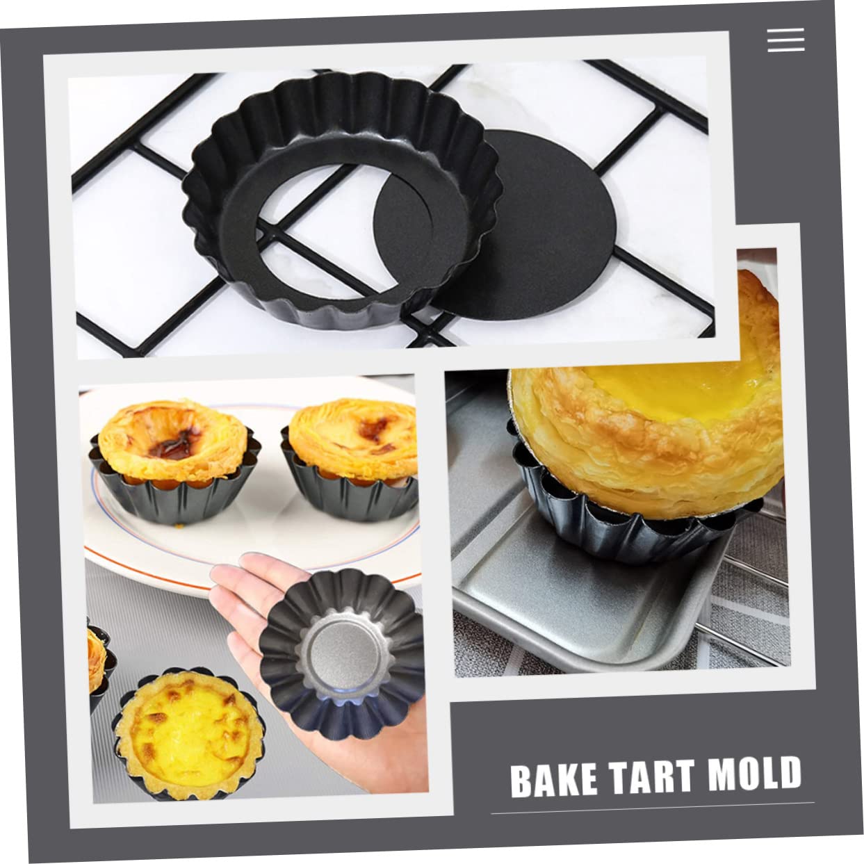 OFFSCH 5pcs Nonstick Tart Molds Removable Bottom Baking Cups for Pies Easy Tart Pans for Homemade Desserts Baking Molds