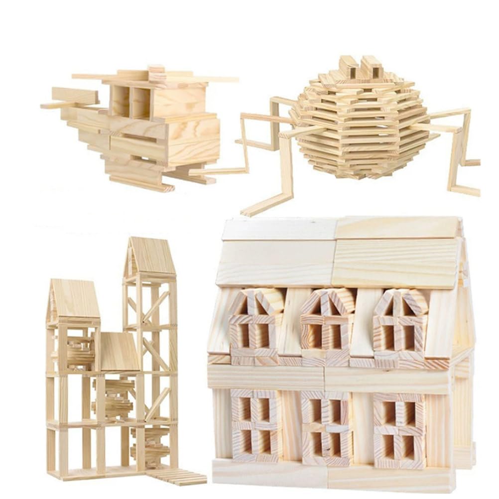 Giocattoli Educativi in Legno Massello per Prima Infanzia Montessori Maestro Architetto, Blocchi da Costruzione Intelligenti, 100 Pezzi