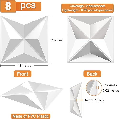 Miniatura 2 de TroyStudio - Panel difusor de sonido acústico de 12 x 12 x 1 pulgadas, paquete con 4 unidades, difusor de estudio para decoración de pared