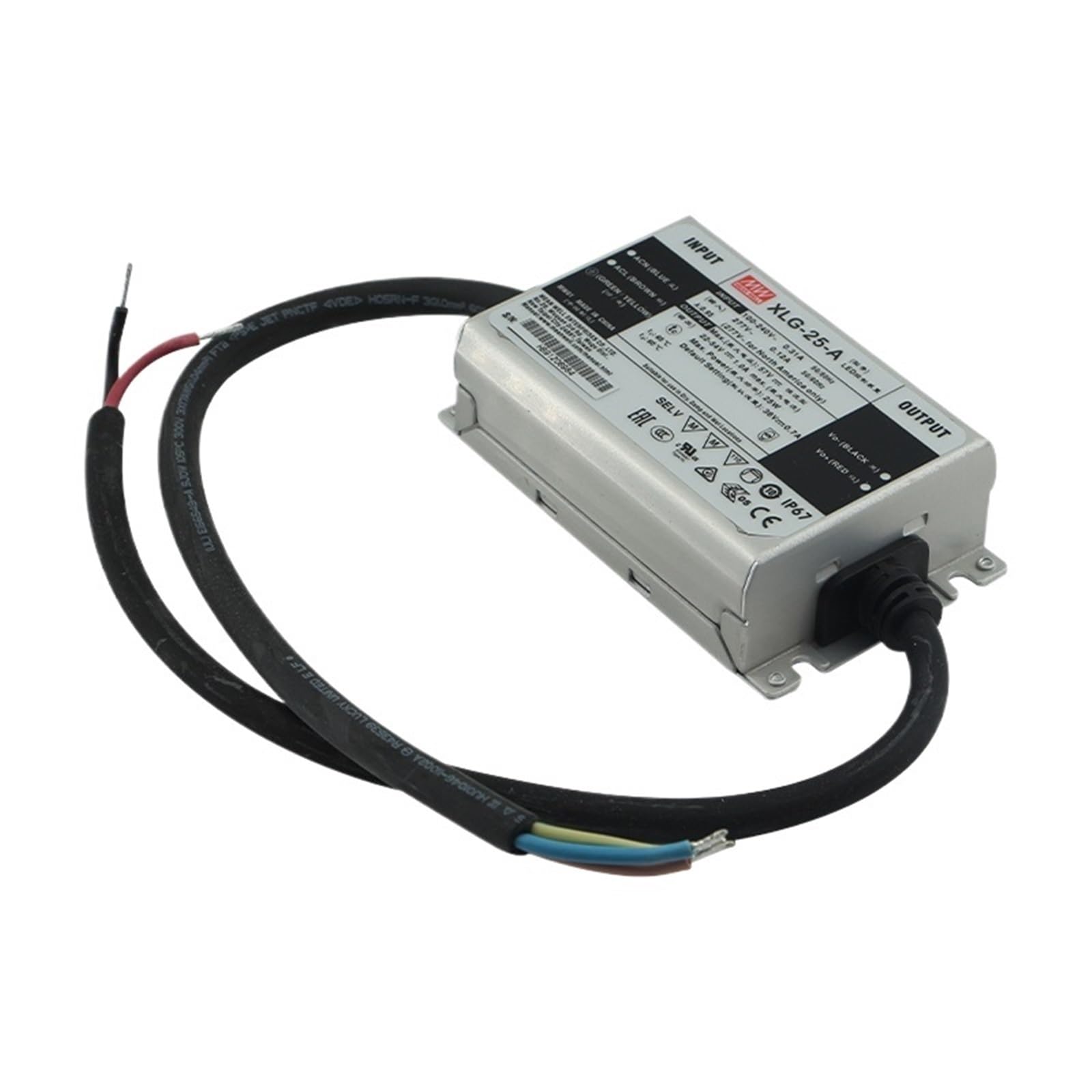 FCARUMIQP XLG-25-A 25W Constant Power Mode LED Driver 700mA Supply Adjustable IP67