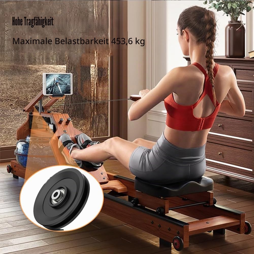 8 Stück 115mm Seilrolle Umlenkrolle, Universallager Riemenscheibe, Fitness-Zubehör Seilrollen, Nylon Umlenkrolle, Block Umlenkrollen, Drahtseilrolle für Gym Fitnessgeräte, Kabelmaschine, Garagentor