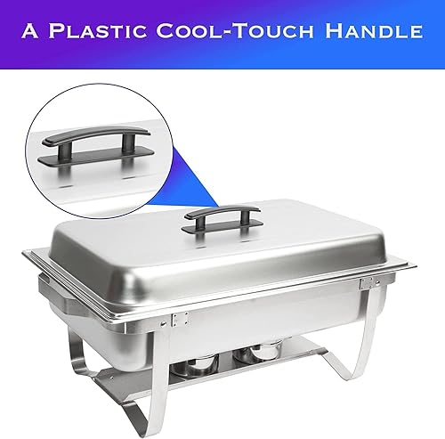 Miniatura 8 de EHOMEA2Z Juego de bufé de platos de roce (paquete de 4) Chafers 8QT buffet servidores y calentadores, servidores de roces con cubiertas, catering,
