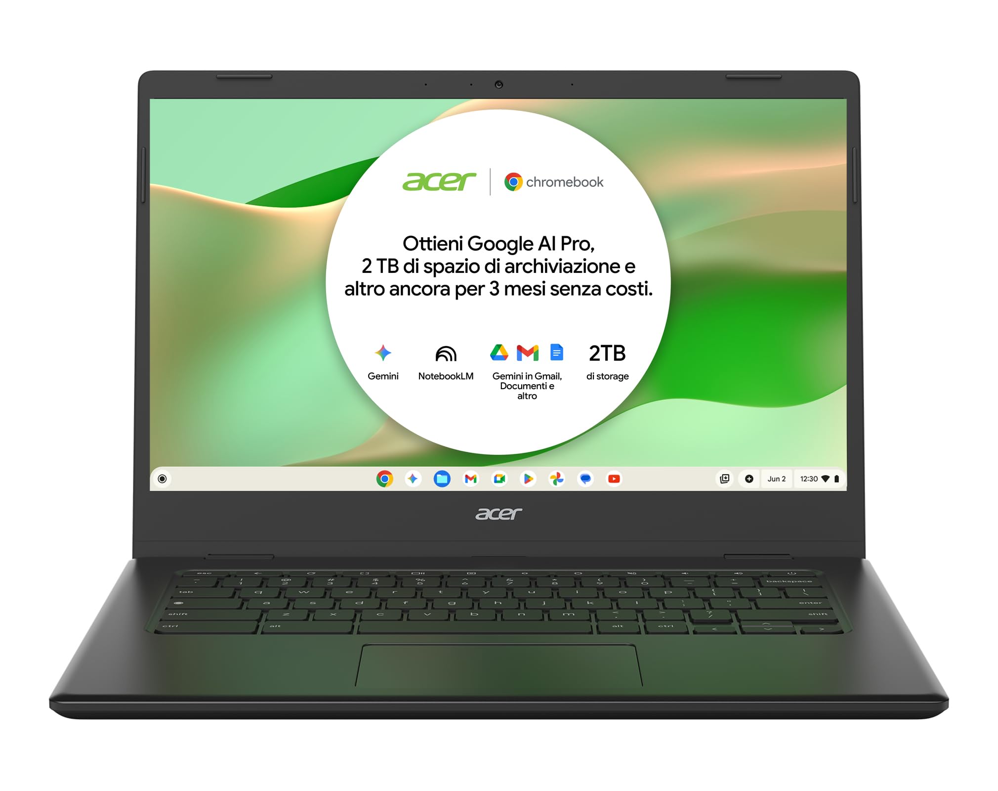 acer Chromebook 314, Ram 4 GB DDR4, eMMC 128 GB, Display 14" FHD, CBOA314-1H-C4ZG, Notebook, PC Portatile, Processore Intel Celeron N4500, Scheda Grafica Intel UHD, ChromeOS, Nero, 15.6"