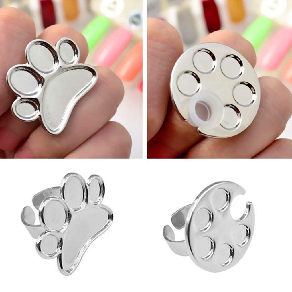 2 piezas de herramienta de manicura bandeja de anillo paleta de esmalte de uñas herramientas de arte de uñas de metal soporte de esmalte de uñas