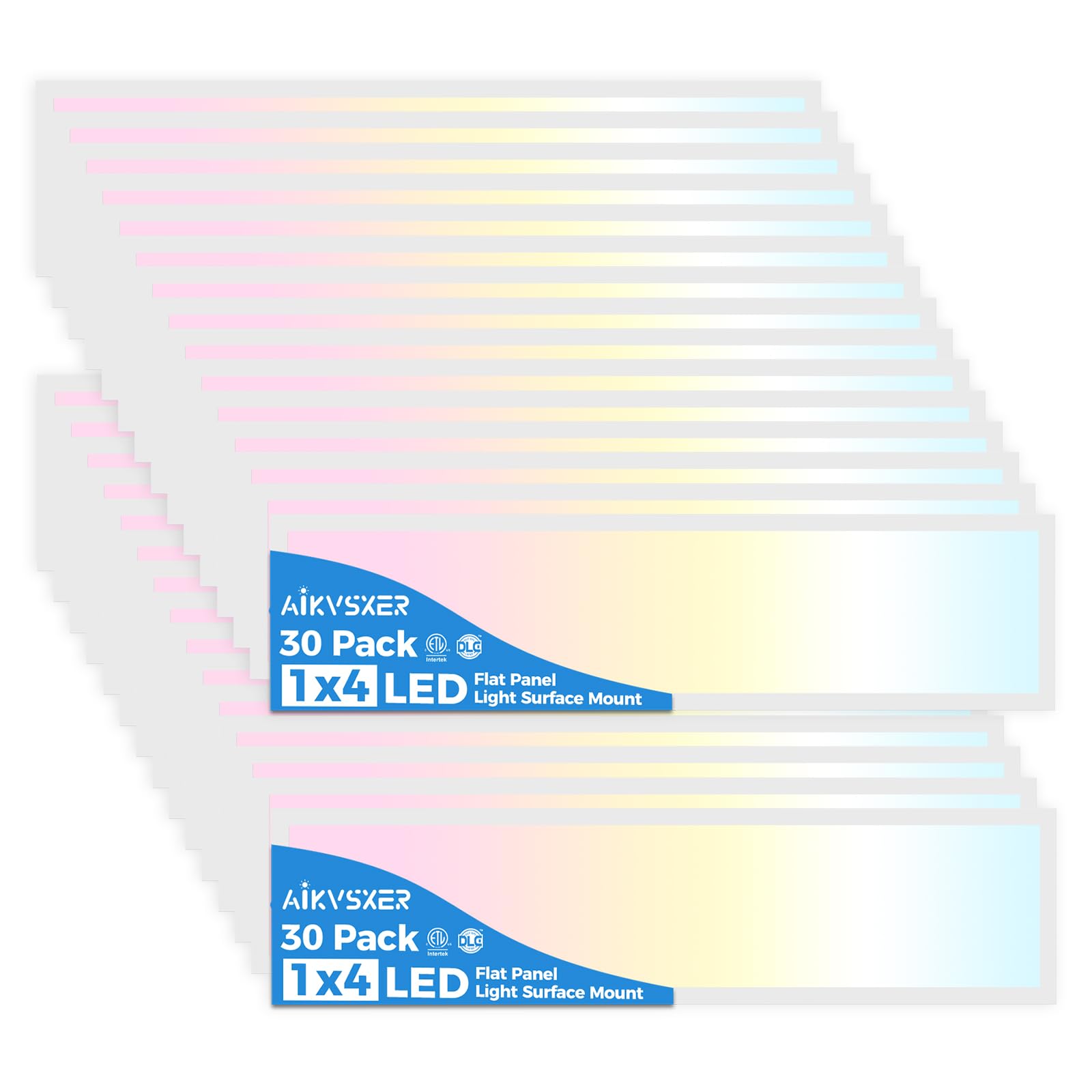 AIKVSXER 30 Pack 1x4 LED Flat Panel Light Surface Mount White, 5500LM 50W