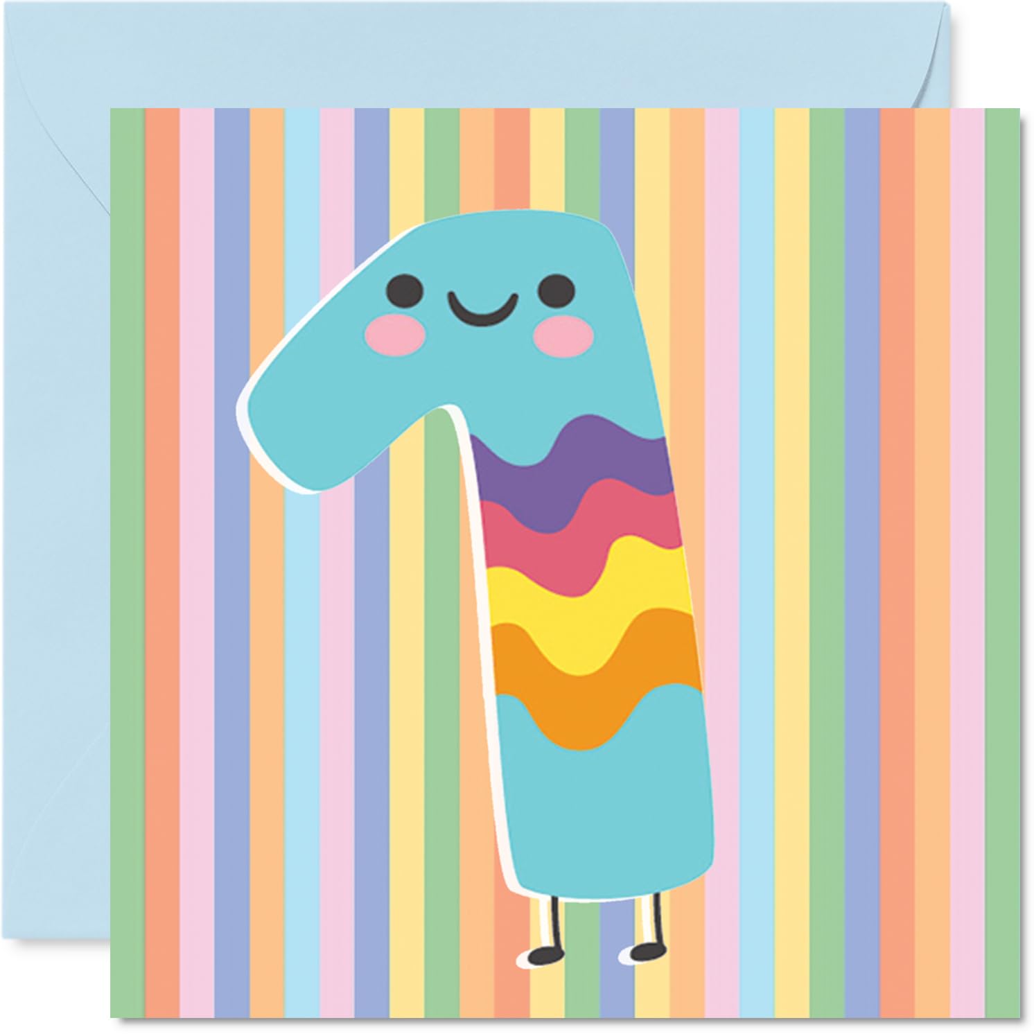 1st Birthday Card - Cute Pastel Numbers - Happy Birthday Cards for 1 Year Old Girl Boy Age 1 Boys Girls, 145mm Bday Greeting Card