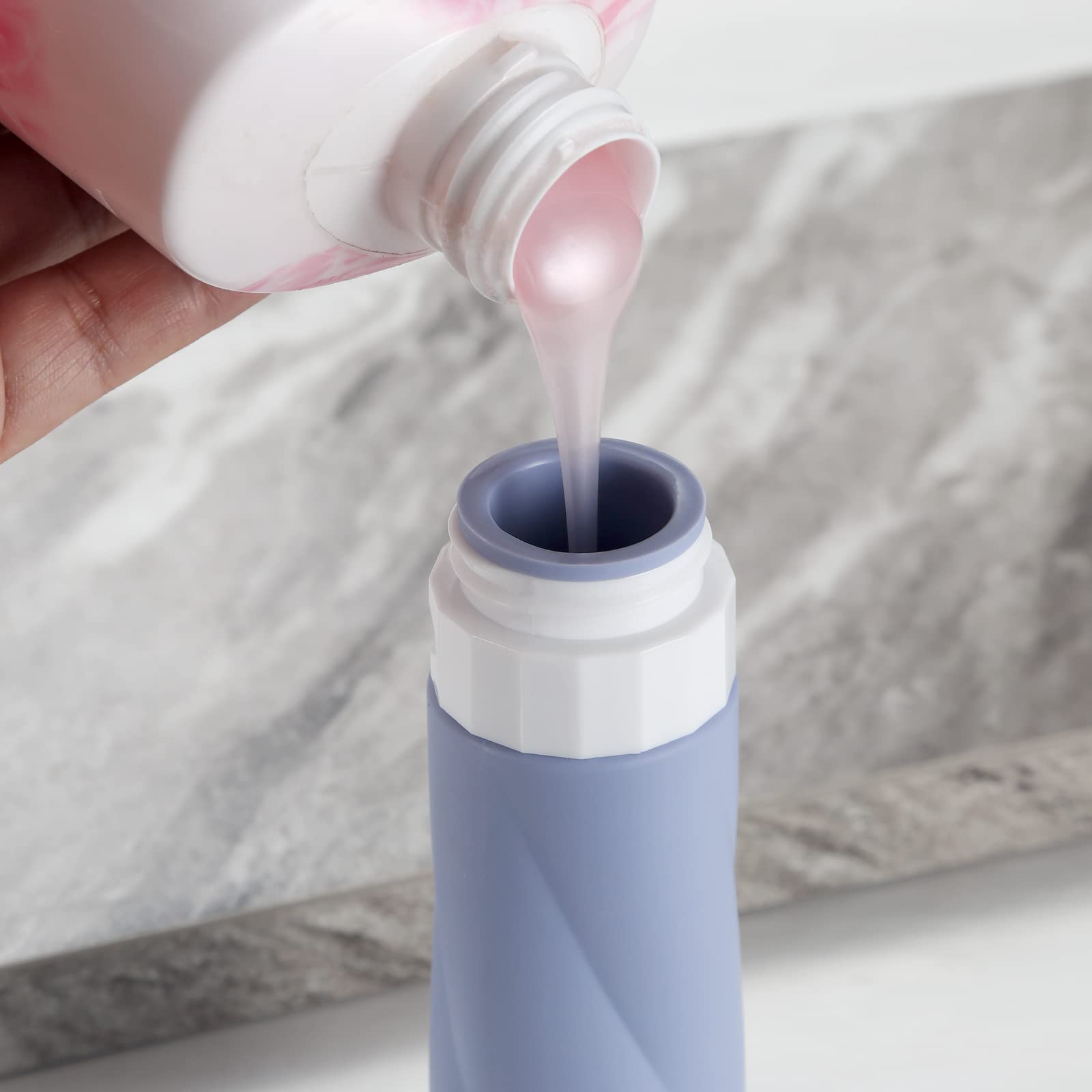 Gemice Reiseflaschen für Toilettenartikel, 85 ml, TSA-zugelassen, Reisegröße, BPA-frei, auslaufsicher, Reise-Zubehör, mit transparentem Kulturbeutel (4 Stück)