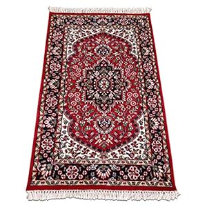 Amma Carpets Handgeknoopt Perzische kunst zijden tapijt 2,5 x 4 voet rood luxe traditioneel handgemaakt magisch tapijt