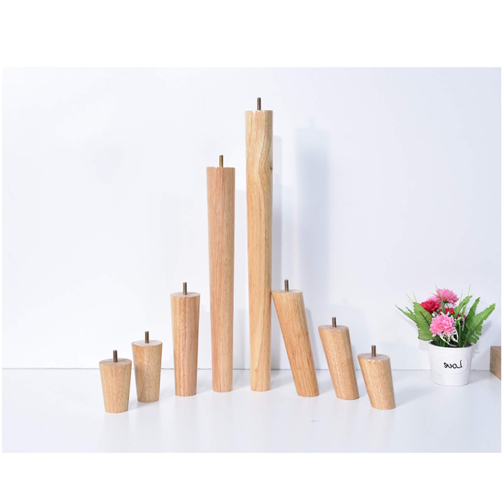 Set di 4 Gambe per Tavolo Piedini per Mobili in Legno Massello Piedini di Supporto Sostitutivi per Divani Gambe per Divani Piedini per Armadietti per Letto Divano Sedia (Obliquo 50 cm / 19,7 Pollici)