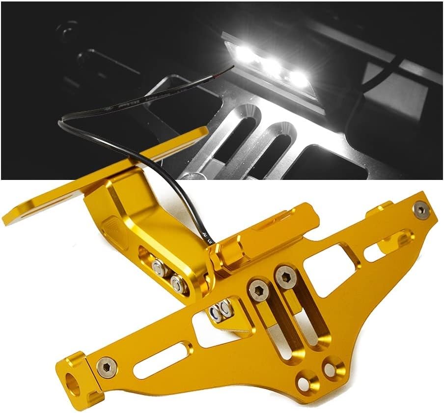 Motorcycle License Plate Holder Frame Bracket With Plate Light Adjustable For Yzf R25 R3 Mt03 Mt-03 Mt-07 Mt-09 Tail (Color : 1Pcs)