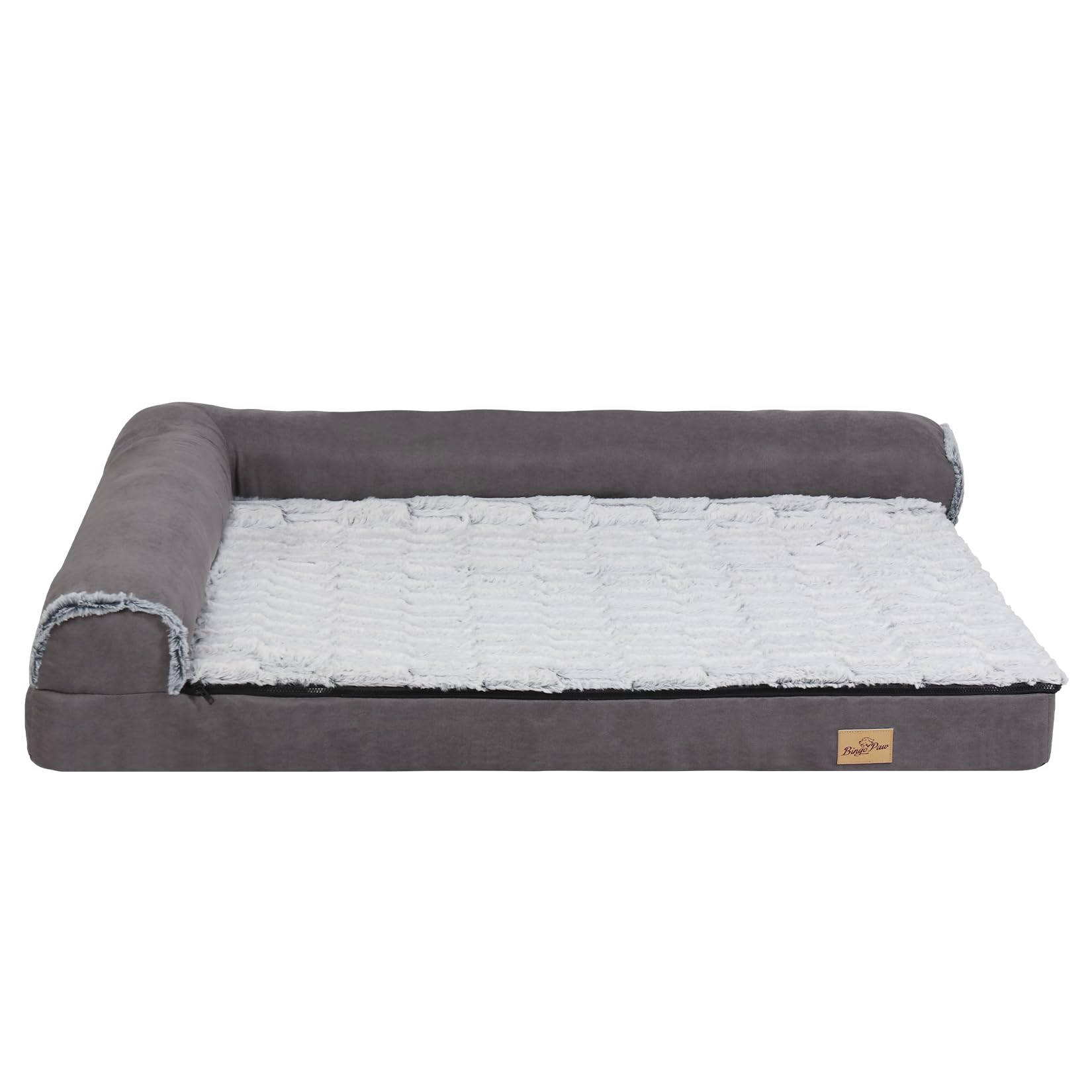BingoPaw Cama Perro Grande Ortopedica Cama para Perros Grandes XL, 120x90x10cm Colchonetas para Perros Grandes Impermeable Sofa Perro Desenfundable Lavable, Gris