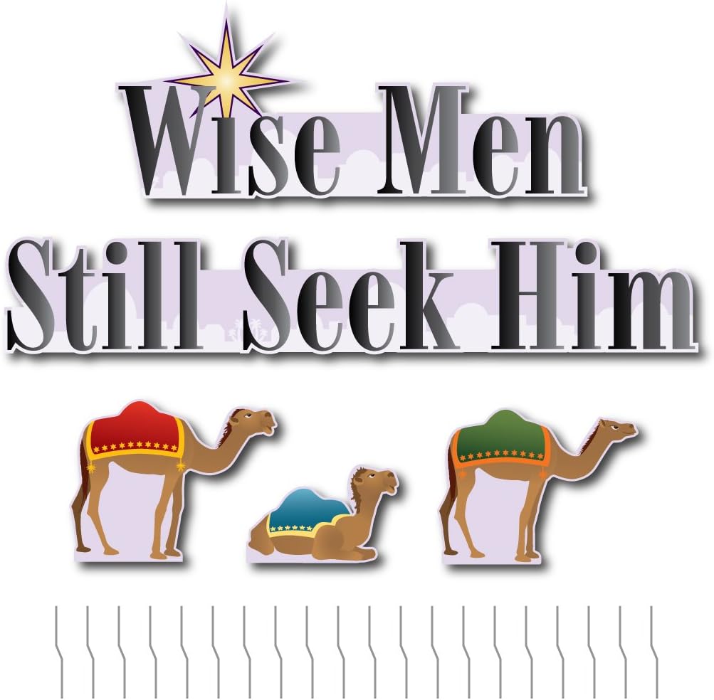 Wise Men Still Seek Him VictoryStore Christmas Yard Sign Outdoor Lawn Decorations Shaped Outdoor Religious Yard Sign, Includes 20 Stakes