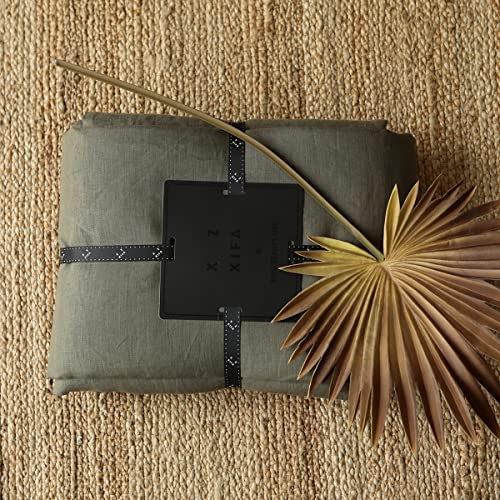Image of XZ XIFA 100% Washed French Flax Linen Duvet Cover Set - 3 Pieces, Cooling & Textured Farmhouse Bedding for Hot Sleepers, with Zipper Closure (Olive Green, Queen)