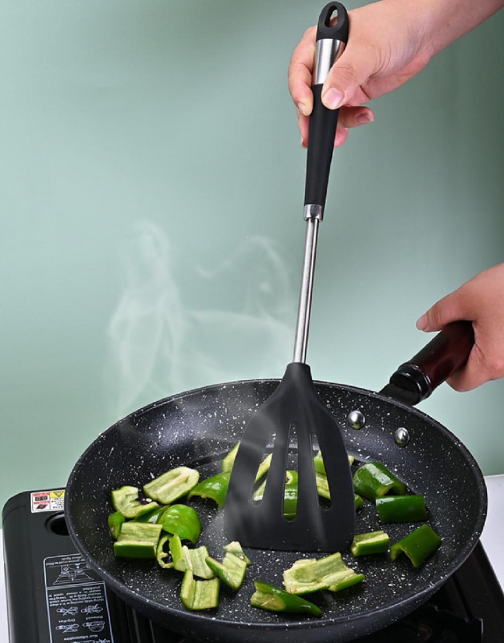 Set di 6 spatole in silicone, resistenti al calore, senza BPA, lavabili in lavastoviglie, con cucchiaio scanalato, perfette per la cucina