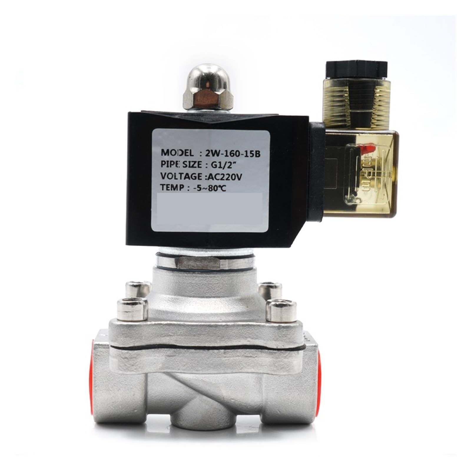 AC 24V DC12V 24V, normalerweise geschlossen, Magnetventil, 304 Edelstahl, Wasserventile Hervorragende Abdichtung(1/2",DC24V)
