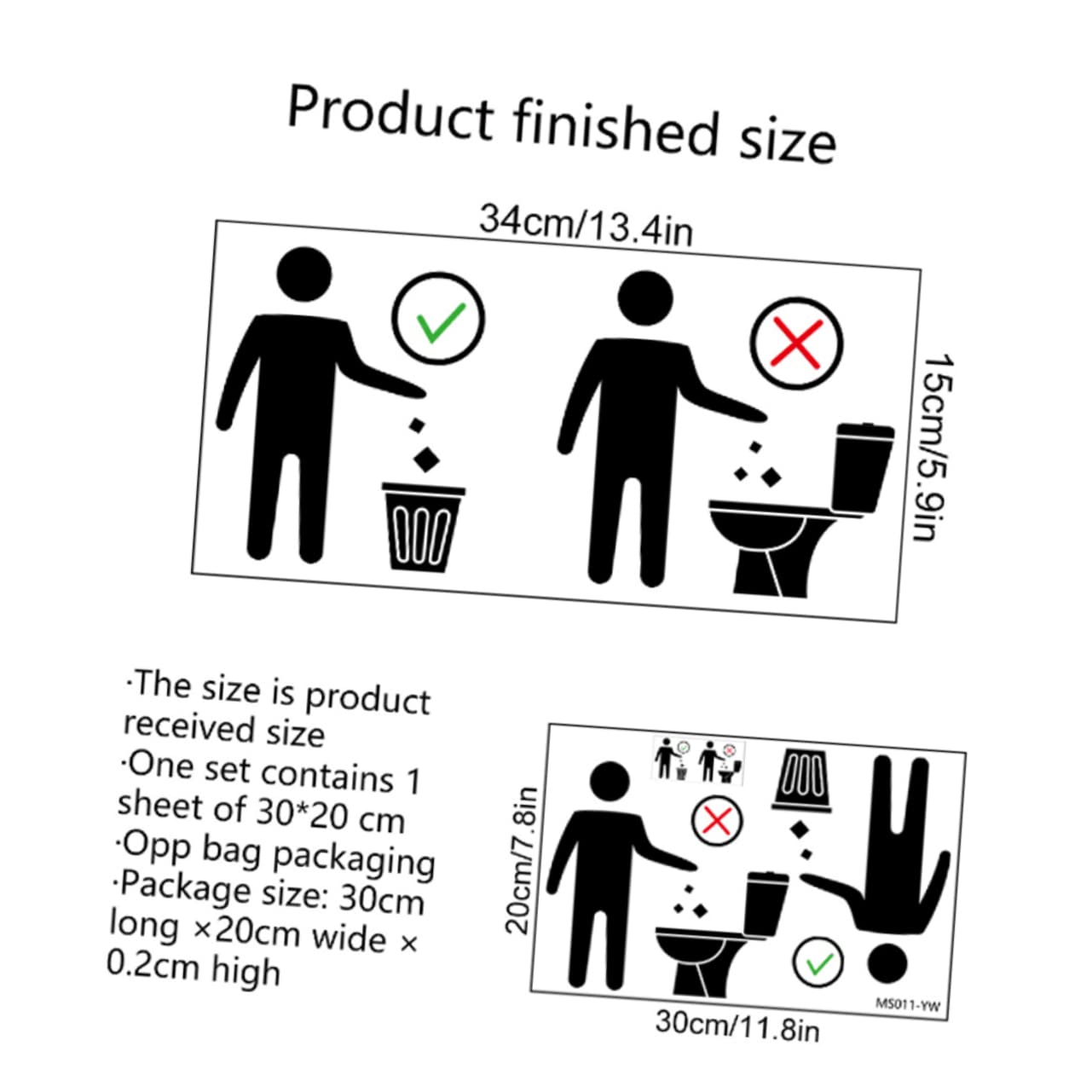 ABOOFAN 2 Sheets Toilet Seat Cover Stickers Self Adhesive Warning Signs for Bathroom Remind Users Not to of Tissue Toilet Easy to Apply Smooth Surfaces