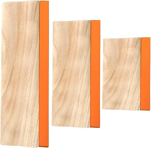 Caydo 3 piezas de 3 tamaños, espátula de impresión de pantalla, raspador de tinta de madera de 75 durómetros para tela de serigrafía, 5.9 pulgadas,