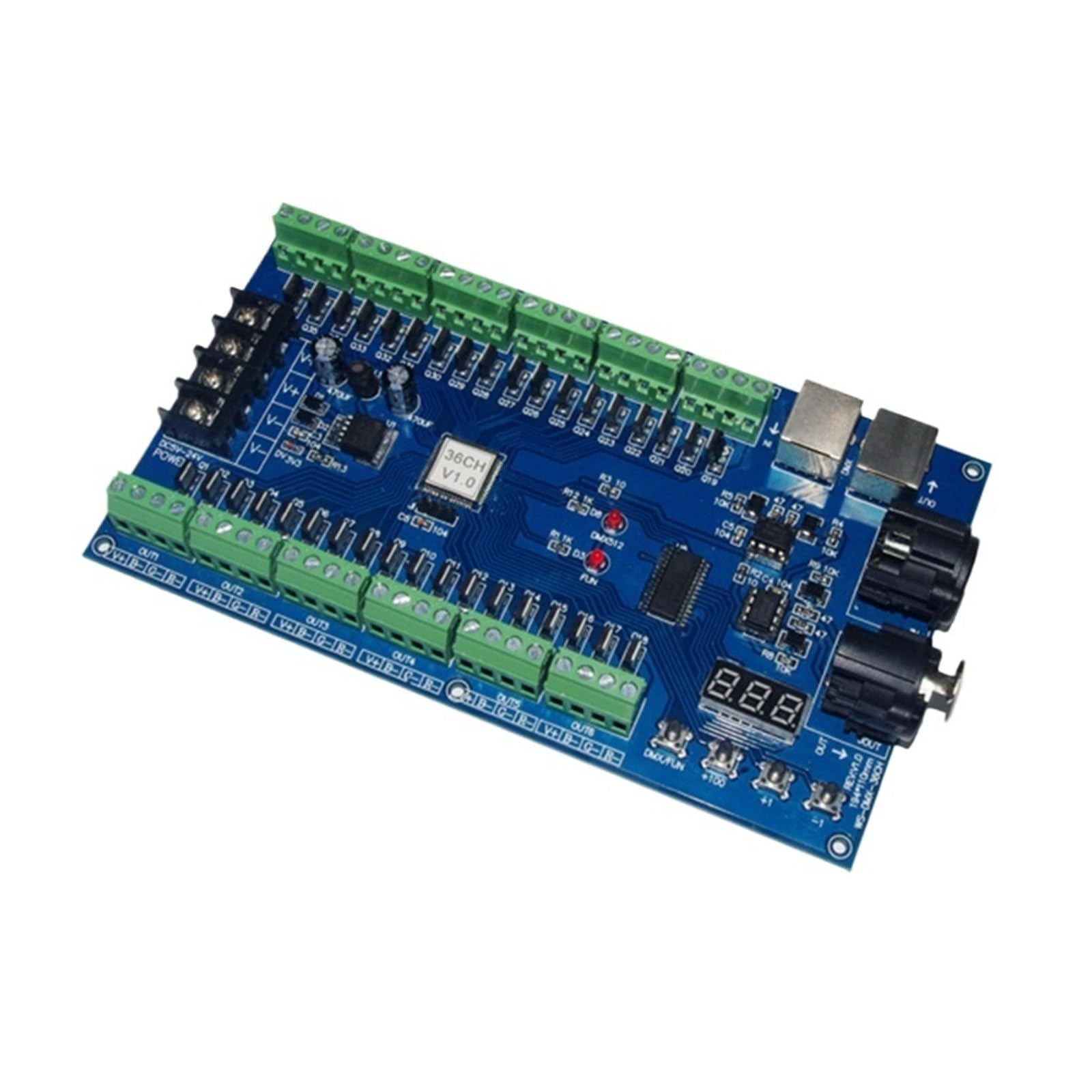 36-Channel decoder 36CH DMX512 dimmer 13 Sets of RGB Output LED Driver XRL 3-pin Controller WS-DMX-36CH/HV DC5V-24(WS-DMX-36CH)