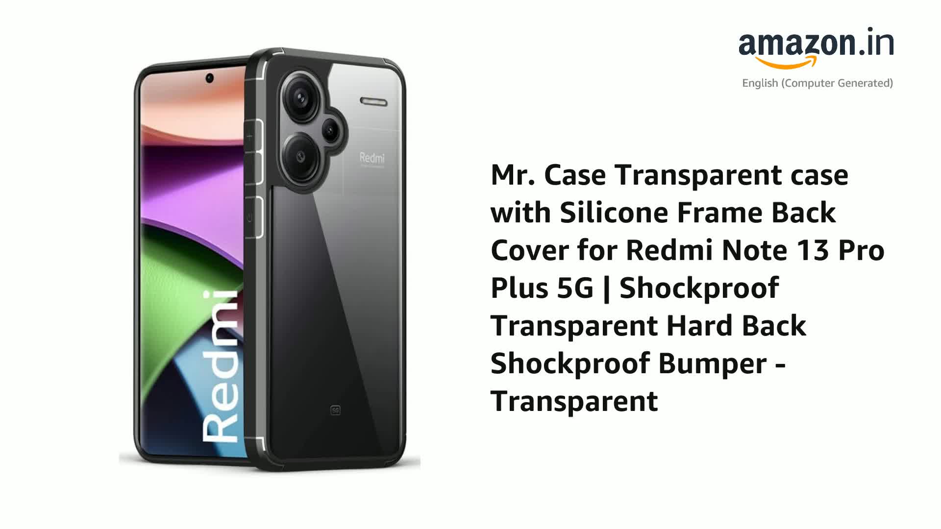 Mr. Case Transparent case with Silicone Frame Back Cover for Redmi
