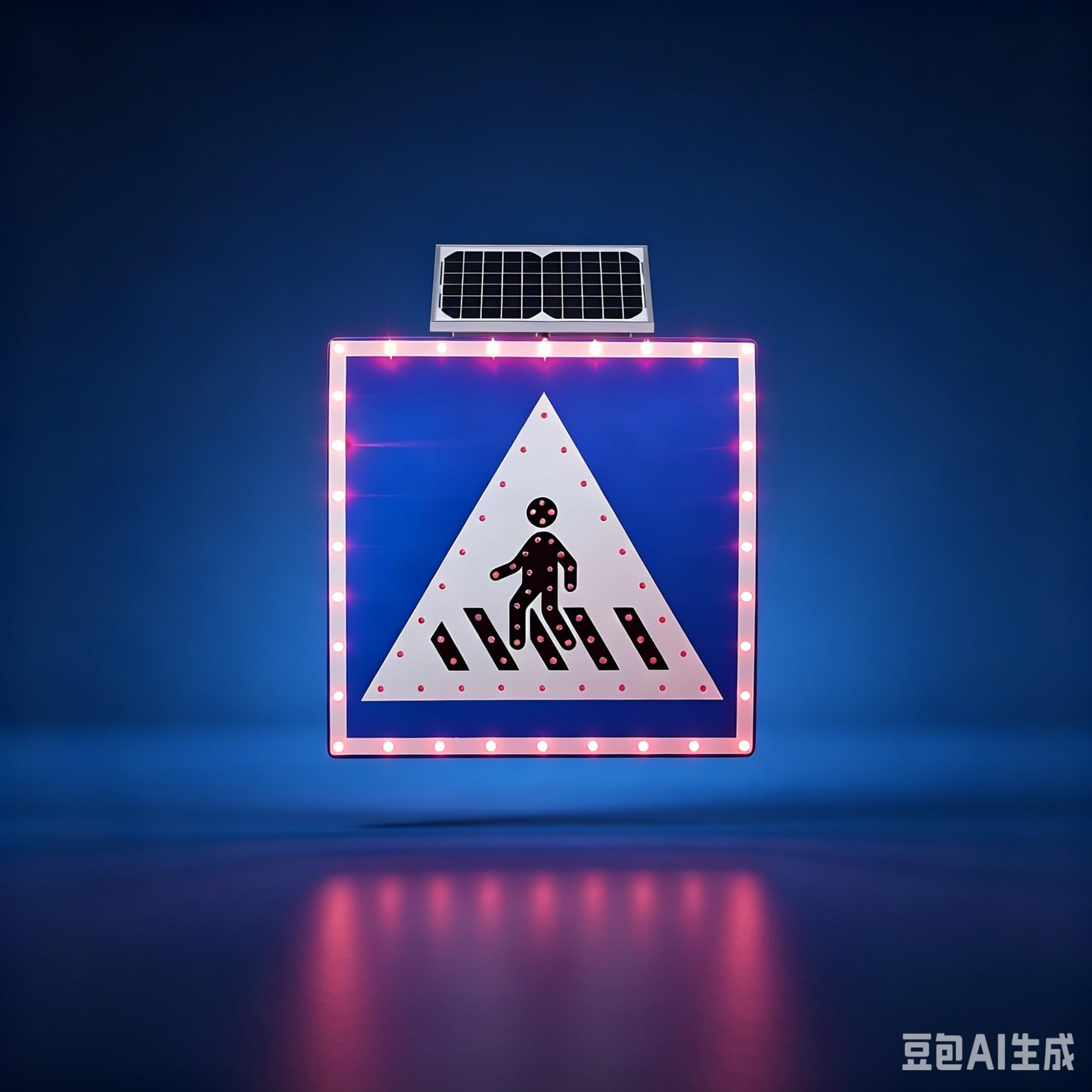 Señal de advertencia de tráfico for cruce de peatones con luz LED solar, aluminio reflectante IP65, visibilidad de más de 1000 m for seguridad de peatones, 24"/30"(30in)