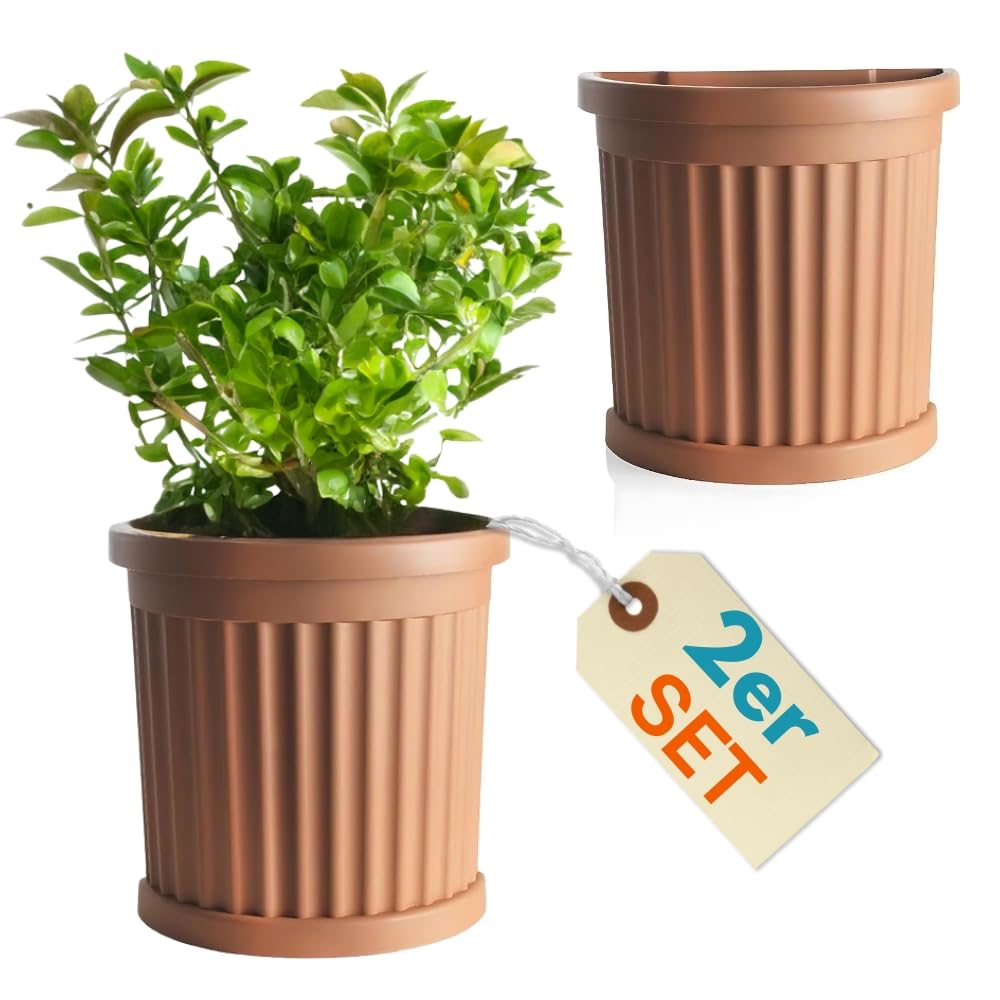 GarPet 2er Set Pflanzkbel Halbrund direkt an der Wand Pflanzkbel Gro  Auen Blumenkbel Outdoor Pflanztopf Pflanzkasten Blumentopf 50 Terrakotta:  Amazon.de: Garten