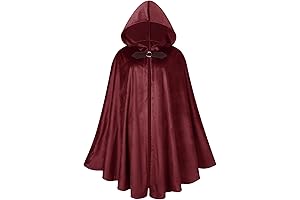 Renaissance Velvet Hooded Cape Medieval Costume burgundy cloak