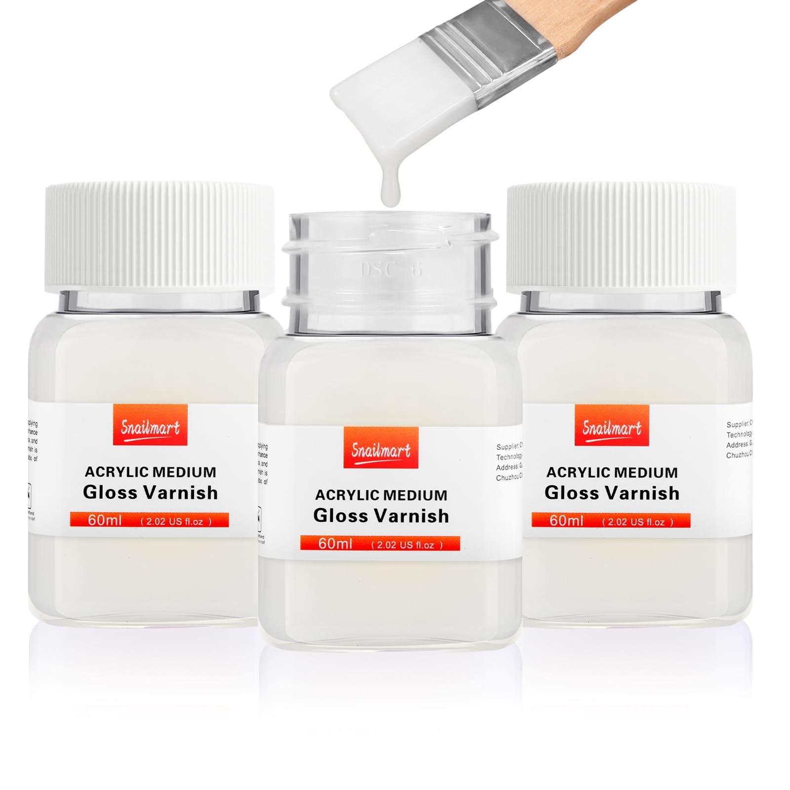 3Pcs Gloss Varnish for Acrylic Painting, 180ml Acrylic Varnish Clear Coat, Non-Yellowing, Non-Toxic for Artwork, Acrylics Paint, Suitable for Pro Artists, Hobby Painter