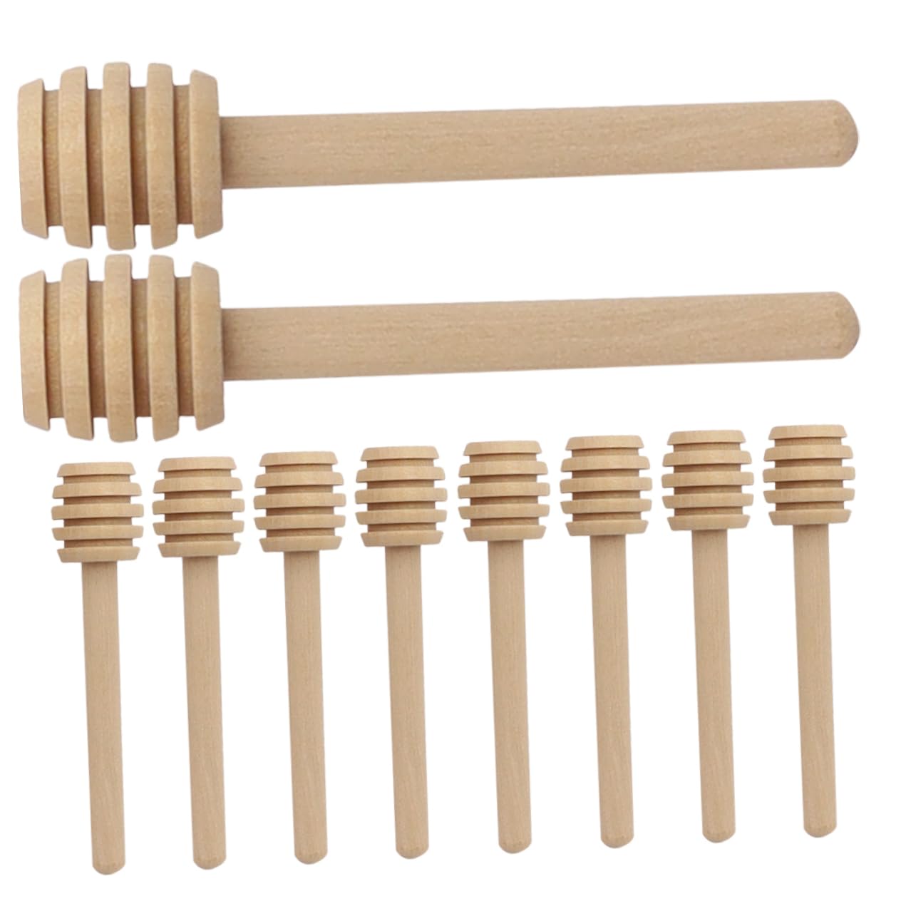 KICHOUSE 10 Pack Wooden Honey Stirrer Stick Honey Spoon Marmalade Stirring Rod Long Handle Honey Dipping Stick Easy to Clean