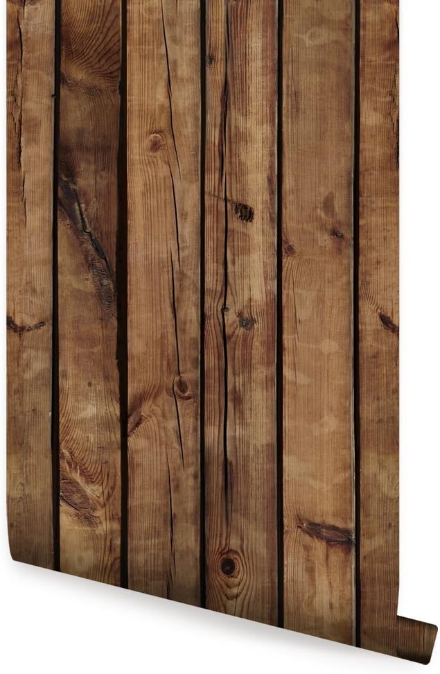 Simple Shapes Brown Wood Wallpaper - 2 ft x 9 ft - 6pk
