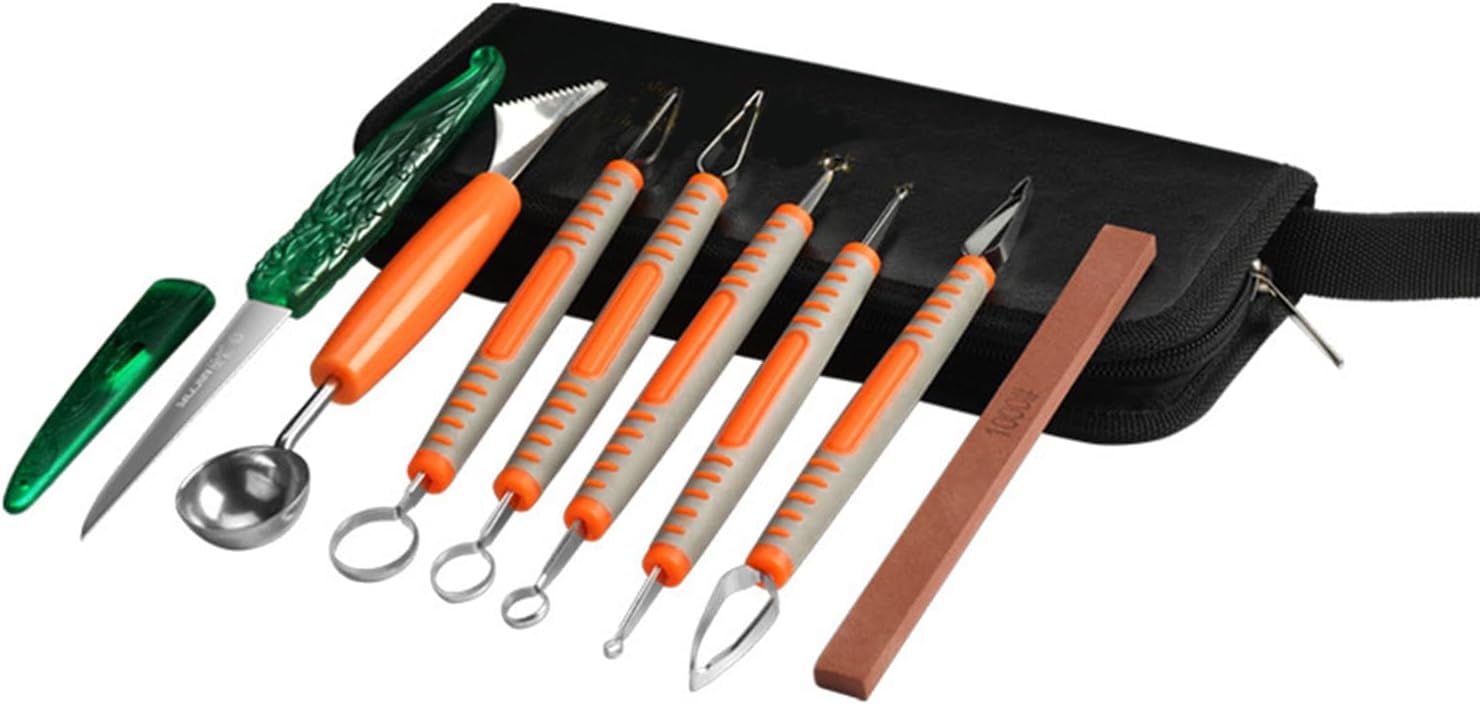 Portable Culinary Carving Chiseling Tools, 9PCS Kitchen Carving Tool Set, Double-Head Stainless Steel Dual-Purpose Fruit Cutting and Carving Tools, for Adults Beginners