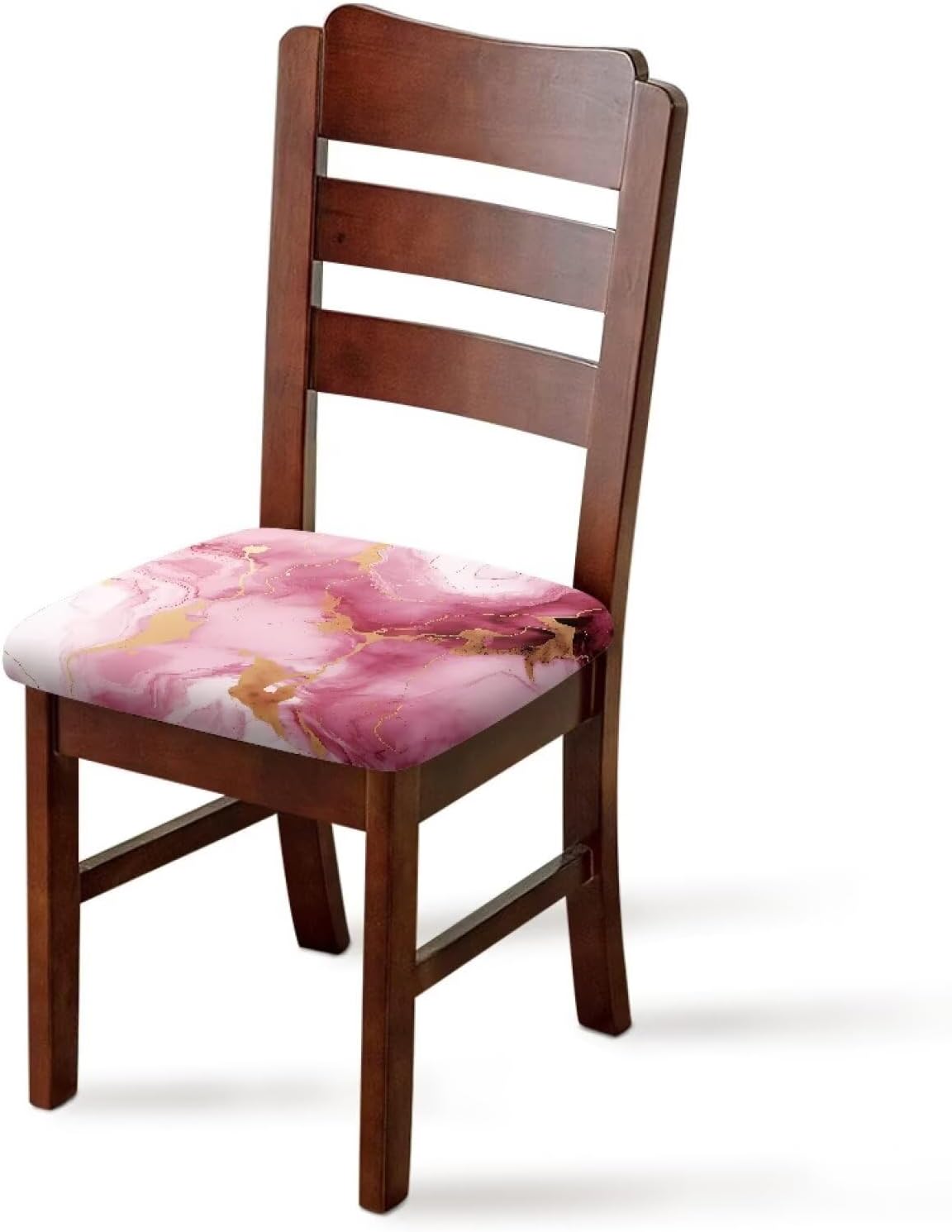 Kuiaobaty Stretch Chair Seat Covers Set of 4 Aesthetic Pink Gold Marble Seat Covers for Dining Room Chairs Soft Comfortable Chair Seats Cushion Slipcovers for Kitchen Office Wedding Hotel