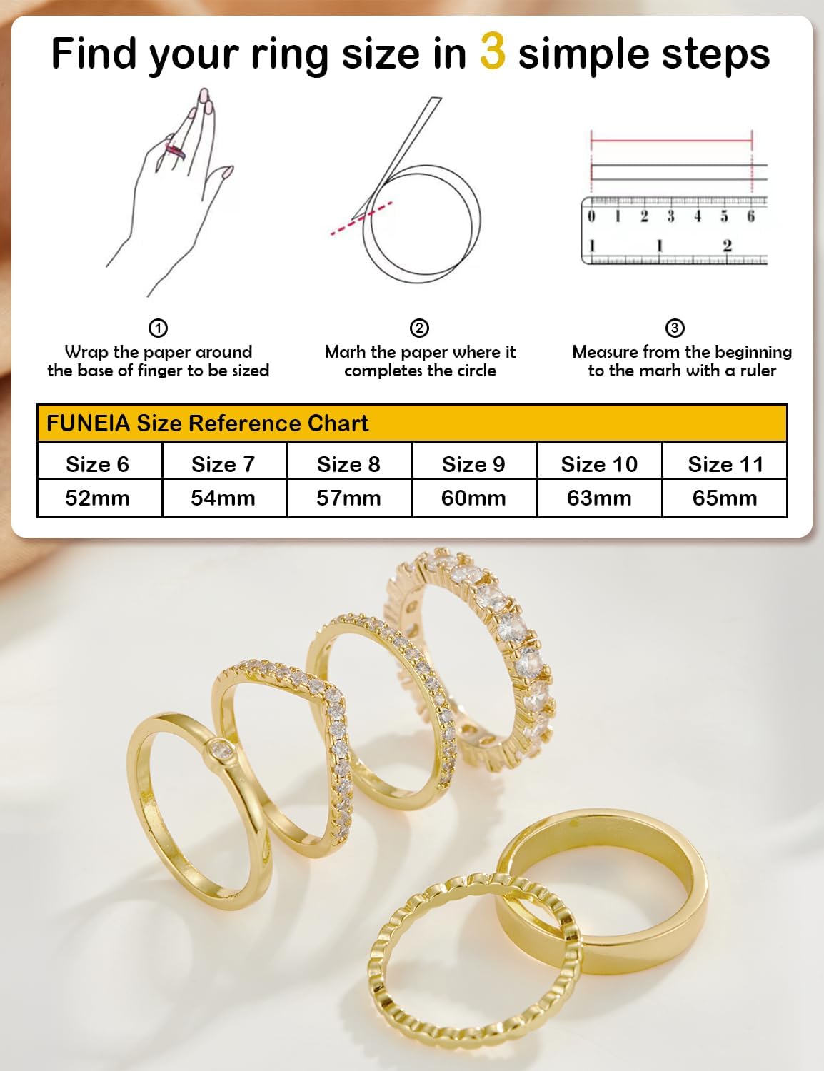 Stackable Gold Rings for Women Non Tarnish Dainty 14K Gold Plated Band Rings Cubic Zirconia Thumb Ring Trendy Statement Stacking Rings Set Promise Wedding Bands Engagement Rings Size 6-10 - Image 5