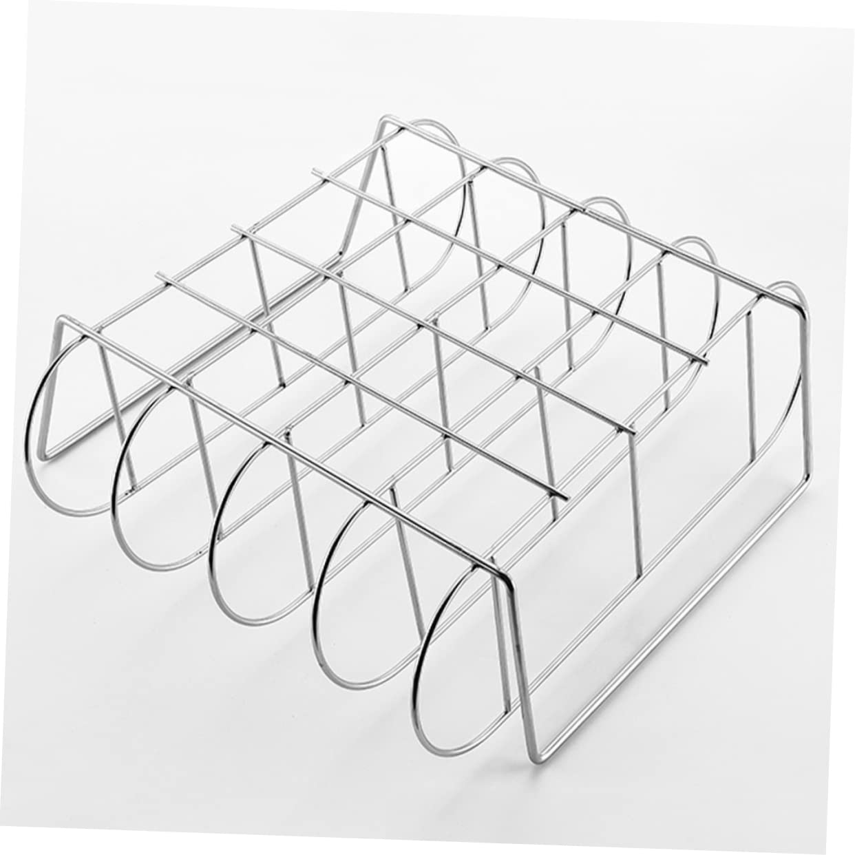 POPETPOP Supporto per Costine Barbecue in Acciaio Inox, Design Ergonomico e Facile da Pulire, Griglia per Arrosti per Uso Domestico e Picnic