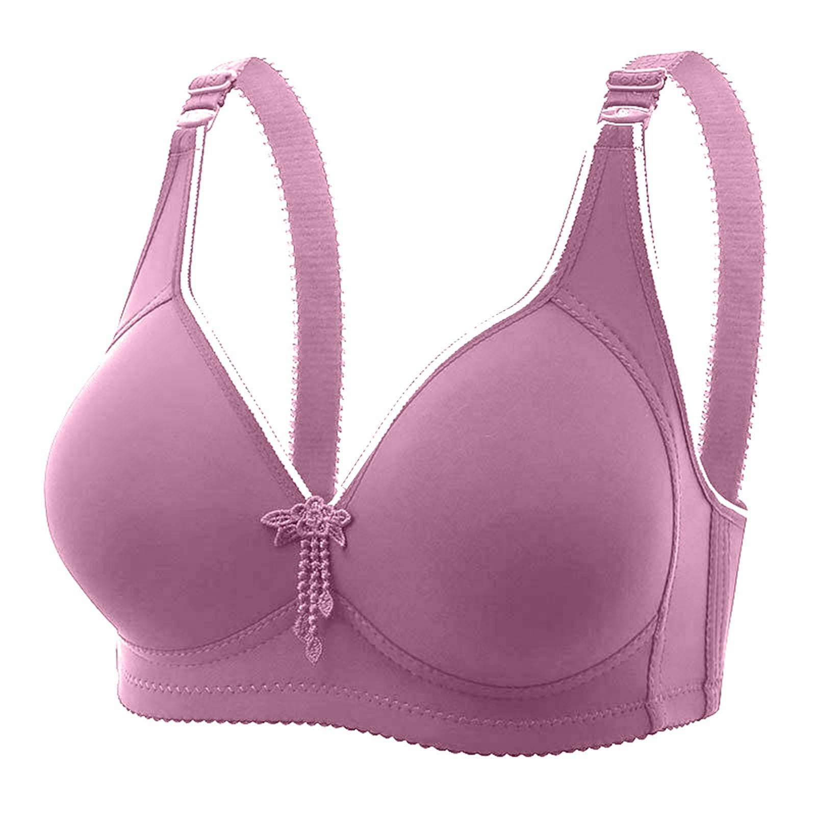 Cómodo Sujetador con Aros Transpirable for Mujer Talla Grande, De Maternidad Sin Costuras Cuatro Cierres, Elevación Refuerzo, Diseño Simple, Oro Rosa, 12(Red,16)